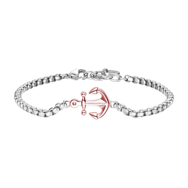 luca barra - BRACCIALE UOMO IN ACCIAIO IP ROSE CON ANCORA