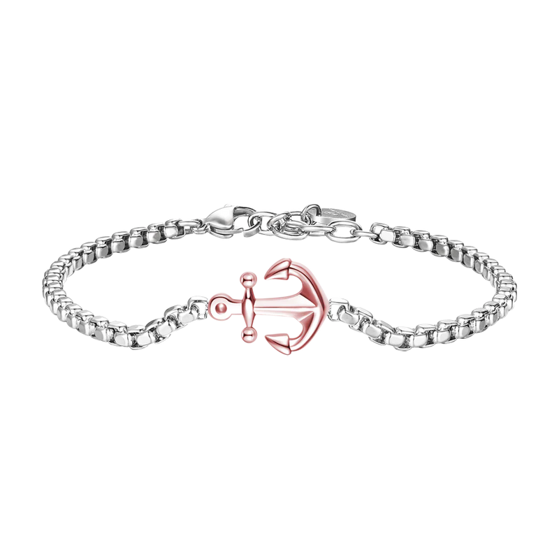 luca barra - BRACCIALE UOMO IN ACCIAIO IP ROSE CON ANCORA