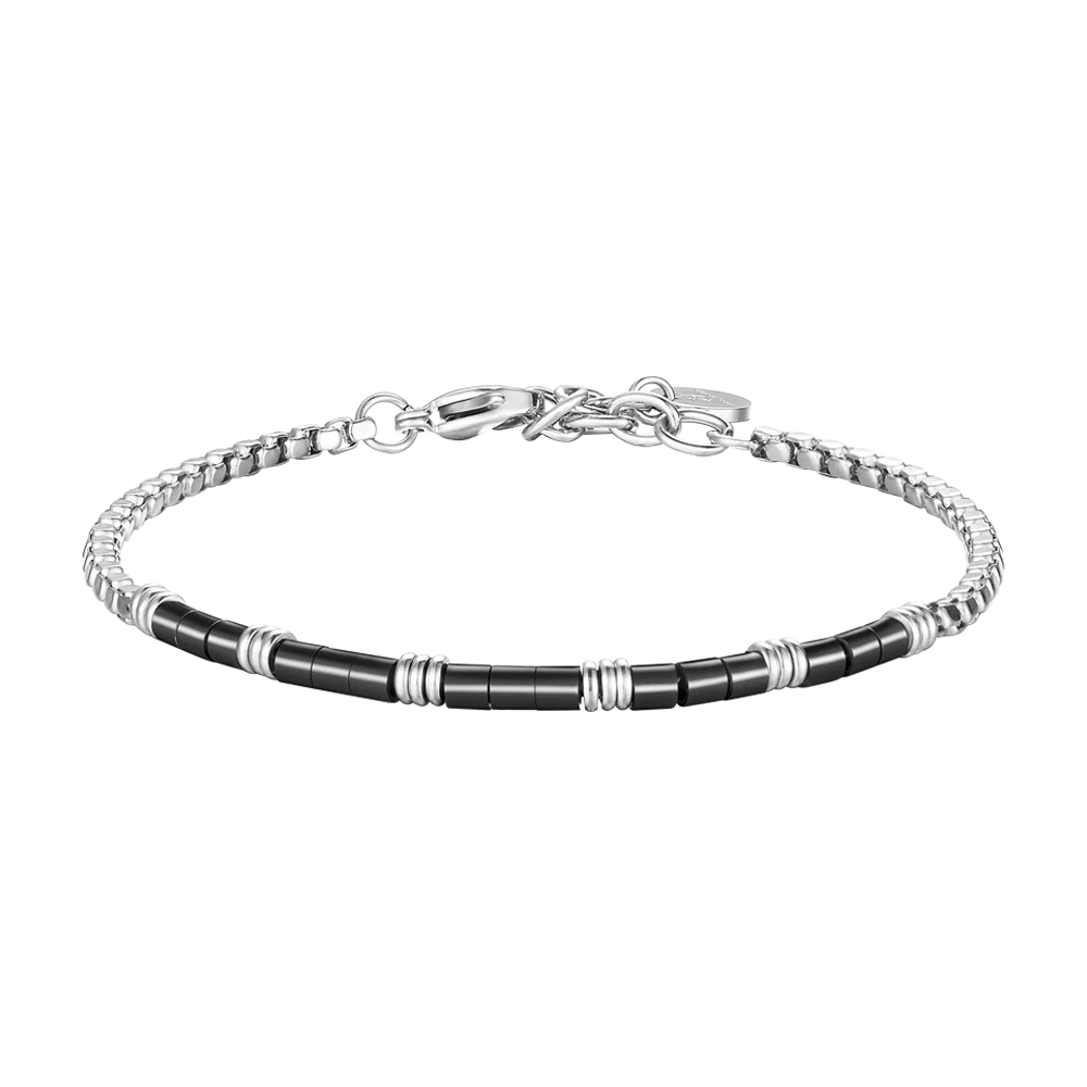 luca barra - BRACCIALE UOMO IN ACCIAIO CON ELEMENTI IN ACCIAIO IP NERO