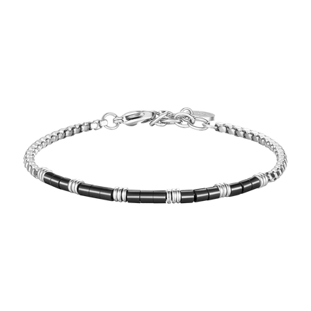 luca barra - BRACCIALE UOMO IN ACCIAIO CON ELEMENTI IN ACCIAIO IP NERO