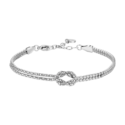 luca barra - BRACCIALE  IN ACCIAIO CON NODO E ZIRCONI BIANCHI