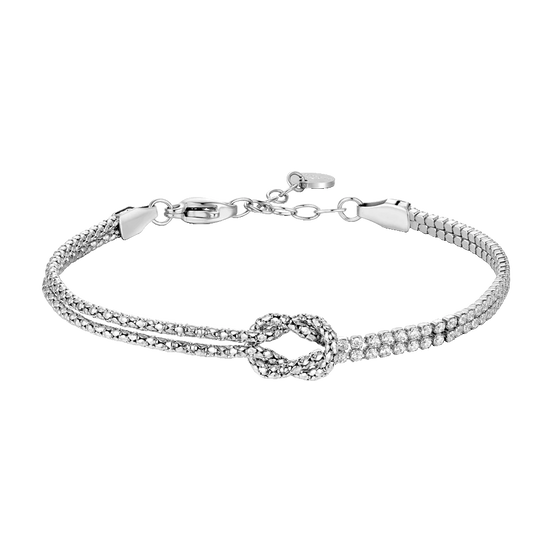 luca barra - BRACCIALE  IN ACCIAIO CON NODO E ZIRCONI BIANCHI