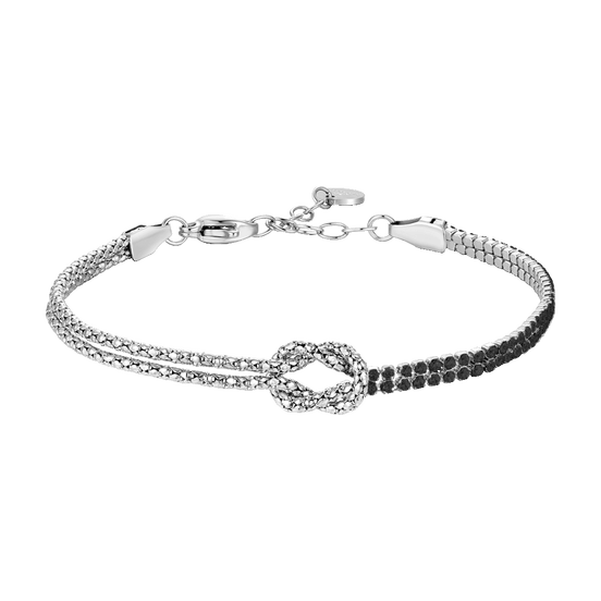 luca barra - BRACCIALE  IN ACCIAIO CON NODO E ZIRCONI NERI
