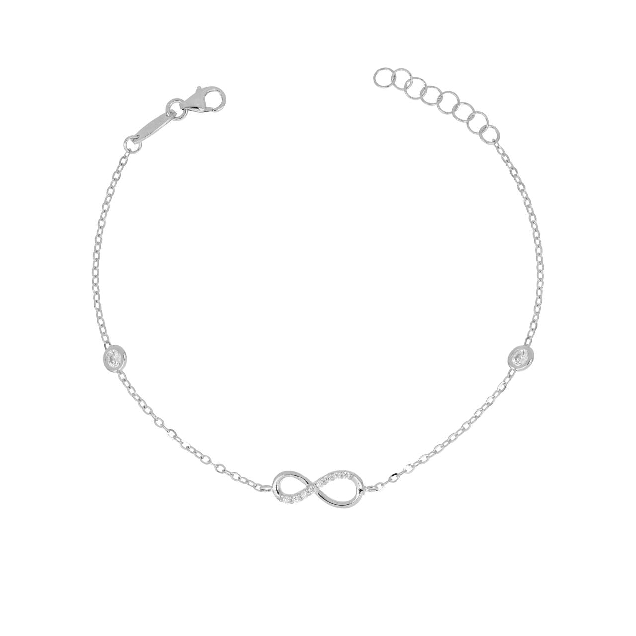 igold - Bracciale Infinito con Zirconi in Oro Bianco 375% 9 kt