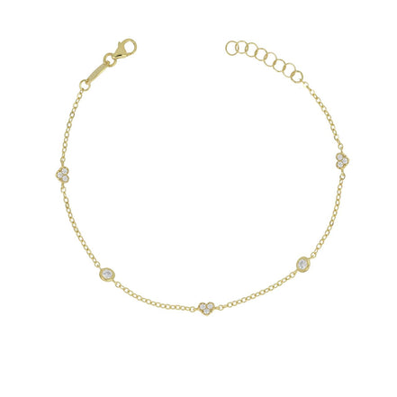 igold - Bracciale in Oro Giallo 375% 9 kt con Cuori Pavé e Punti Luce