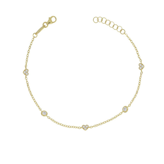 igold - Bracciale in Oro Giallo 375% 9 kt con Cuori Pavé e Punti Luce