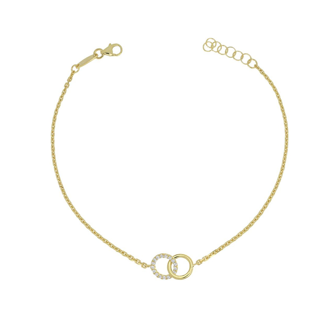 igold - Bracciale in Oro Giallo 375% 9 kt con Cerchi Intrecciati e Zirconi