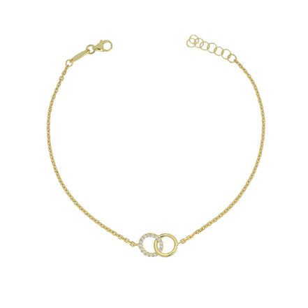 igold - Bracciale in Oro Giallo 375% 9 kt con Cerchi Intrecciati e Zirconi