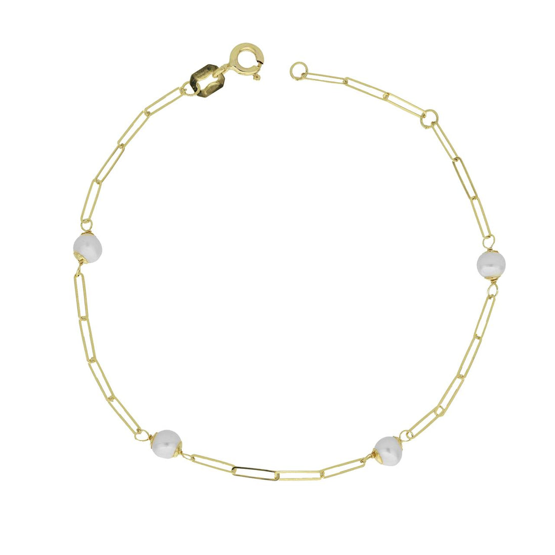 igold - Bracciale in Oro Giallo 9 kt con Catena a Graffetta e perle