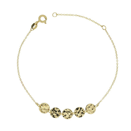 igold - Bracciale Donna con Dischi Martellati in Oro Giallo 375% 9 kt