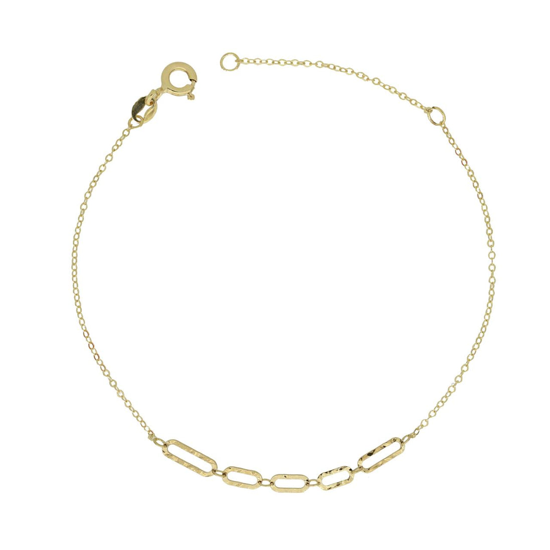 igold - Bracciale in Oro 375% 9 kt con Maglie Ovali Martellate