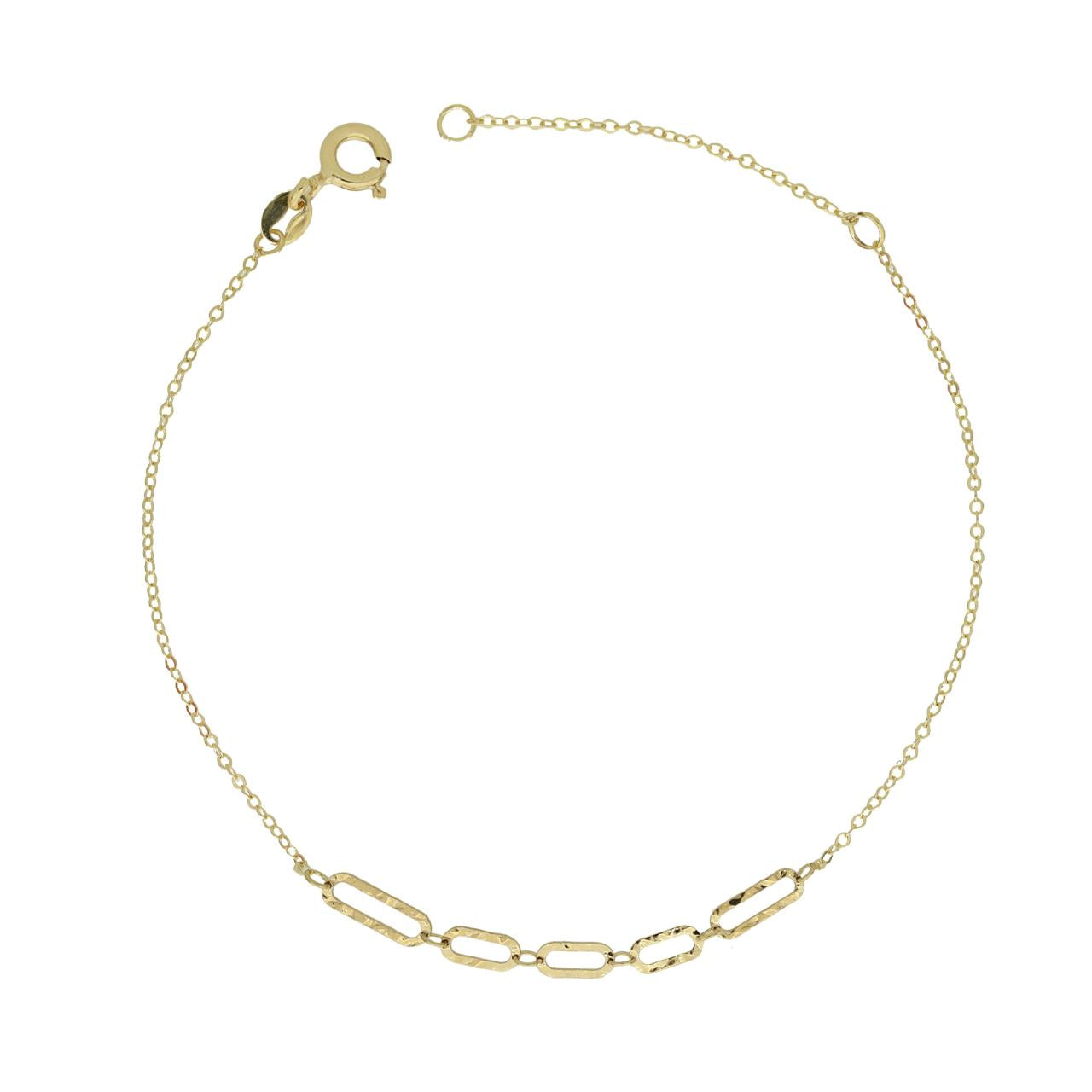 igold - Bracciale in Oro 375% 9 kt con Maglie Ovali Martellate