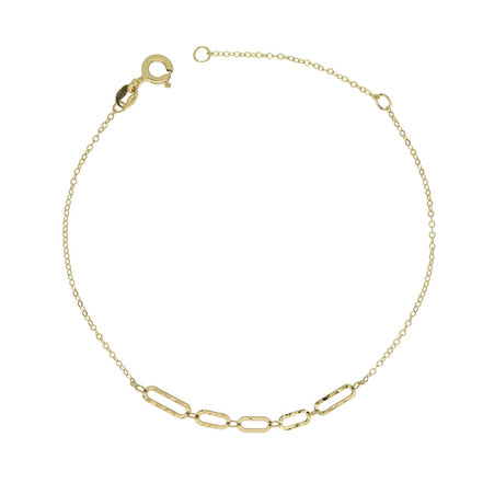 igold - Bracciale in Oro 375% 9 kt con Maglie Ovali Martellate