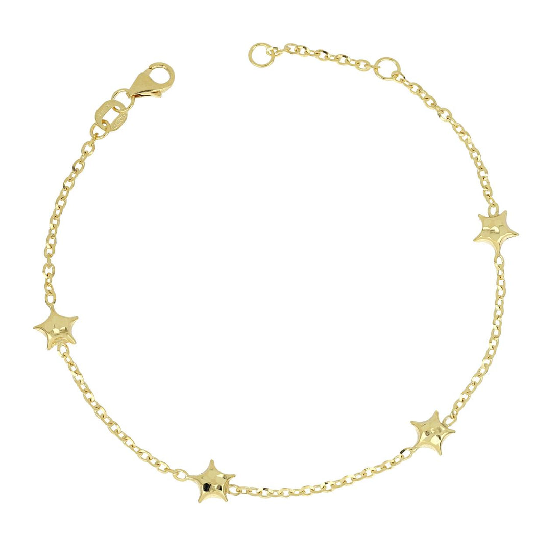 igold - Bracciale con Stelle Lucide in Oro Giallo 9 kt su Catena Forzatina