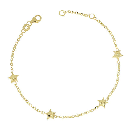 igold - Bracciale con Stelle Lucide in Oro Giallo 9 kt su Catena Forzatina