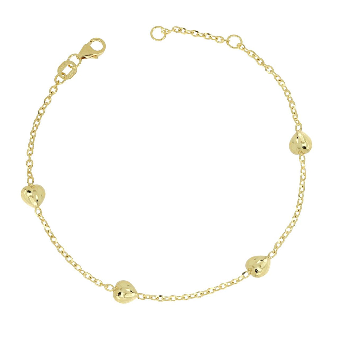 igold - Bracciale con Cuori Bombati in Oro Giallo 375% 9 kt