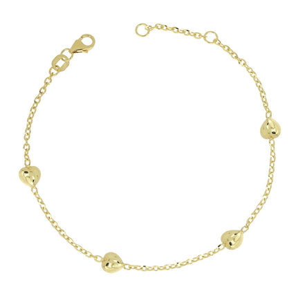 igold - Bracciale con Cuori Bombati in Oro Giallo 375% 9 kt