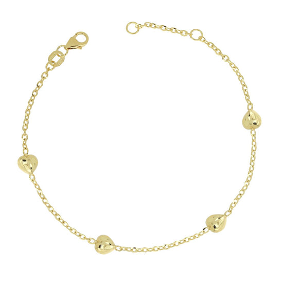 igold - Bracciale con Cuori Bombati in Oro Giallo 375% 9 kt