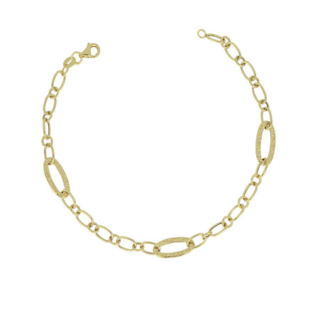 igold - Bracciale a Catena con Maglie Ovali Martellate in Oro Giallo 375% 9 kt