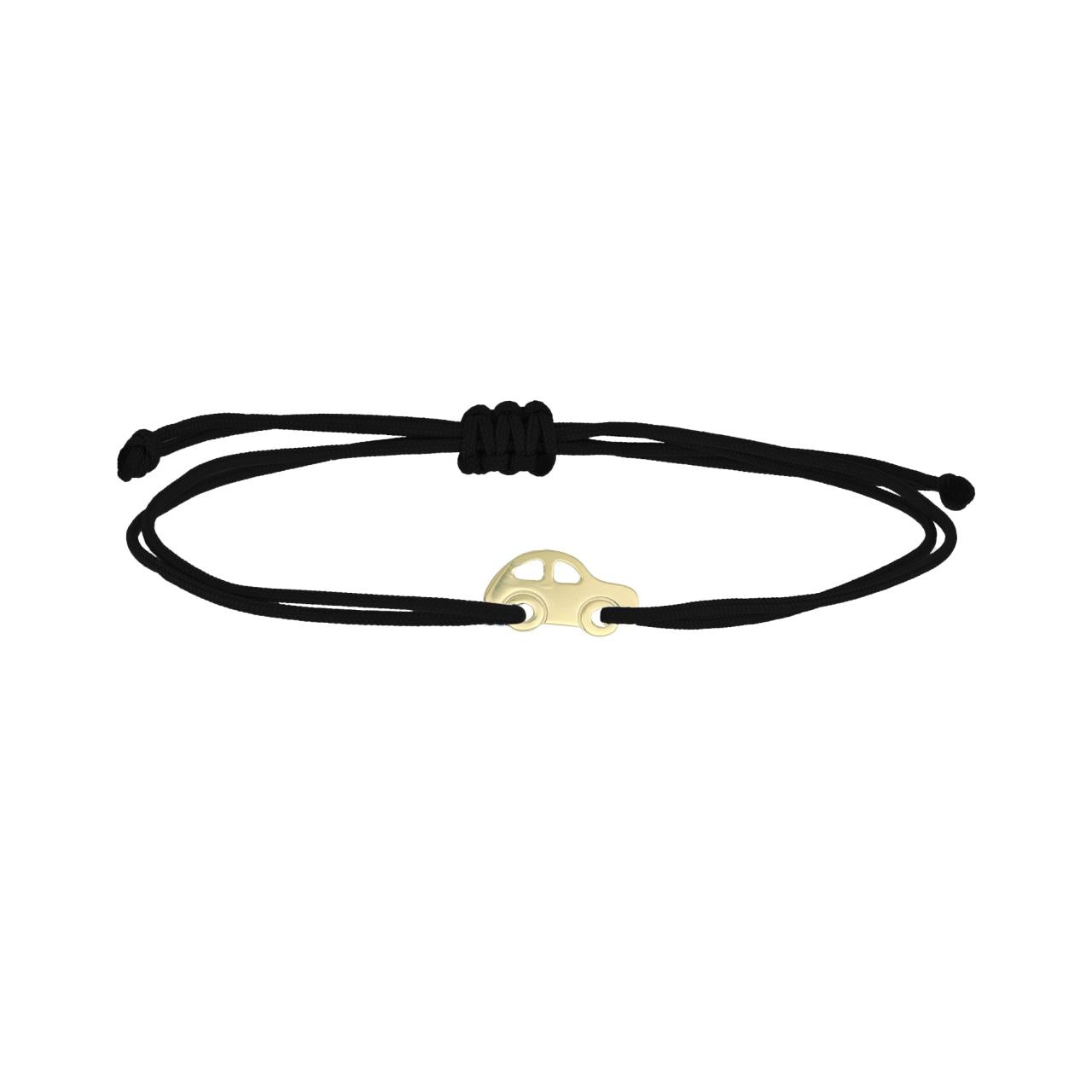 igold - Bracciale in cordino nero con automobile in oro giallo 375% 9 kt