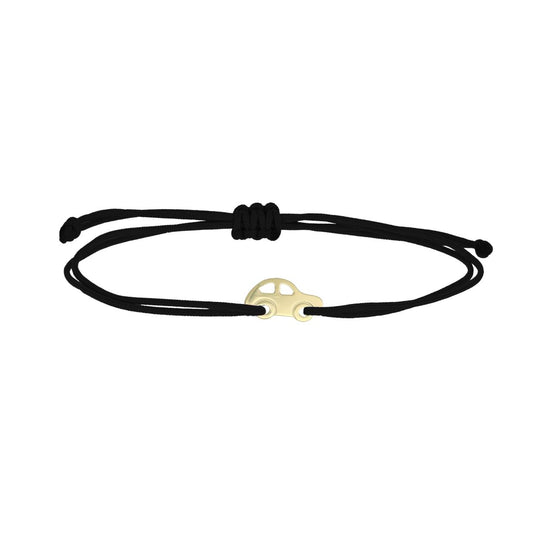 igold - Bracciale in cordino nero con automobile in oro giallo 375% 9 kt