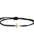 igold - Bracciale con Cordino Nero e Croce Centrale in Oro Giallo 375% 9 kt