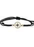 igold - Bracciale Uomo con Rosa dei Venti in Oro Giallo 375% 9 kt e Cordino Nero Regolabile