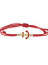 igold - Bracciale con Ancora Smaltata Rossa in Oro Giallo 375% 9 kt e Cordino Rosso Regolabile