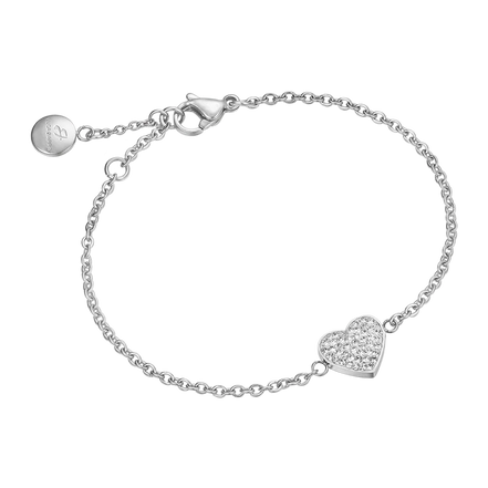 luca barra - BRACCIALE DONNA IN ACCIAIO CON CUORICINO E CRISTALLI BIANCHI