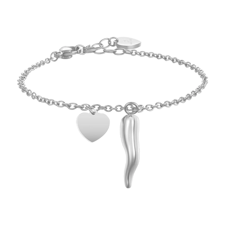luca barra - BRACCIALE DONNA IN ACCIAIO CON CUORE E CORNO