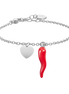 luca barra - BRACCIALE DONNA IN ACCIAIO CON CUORE E CORNO ROSSO