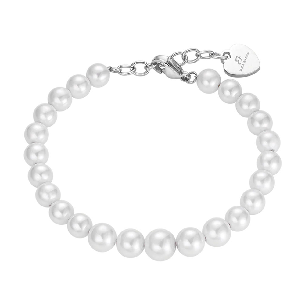 luca barra - BRACCIALE DI PERLE SINTETICHE BIANCHE DONNA
