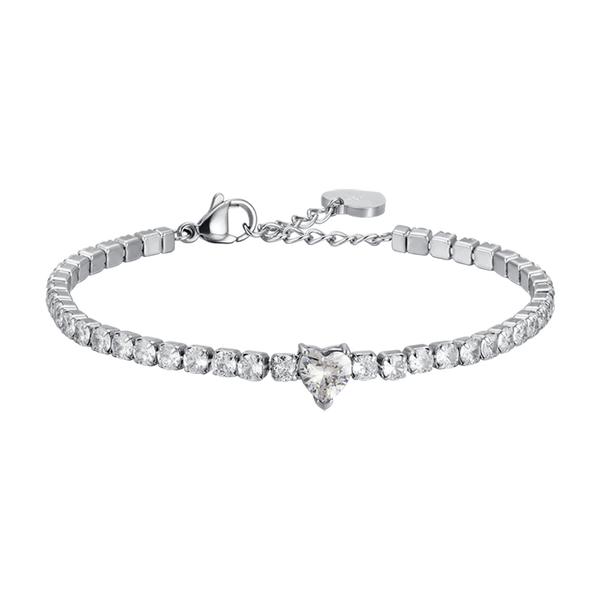 luca barra - BRACCIALE DONNA IN ACCIAIO CON CRISTALLI BIANCHI E CUORE CRISTALLO