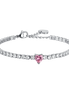 luca barra - BRACCIALE DONNA IN ACCIAIO CON CRISTALLI BIANCHI E CUORE CRISTALLO ROSA