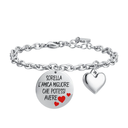 luca barra - BRACCIALE DONNA IN ACCIAIO SORELLA L'AMICA MIGLIORE CHE POTESSI AVERE