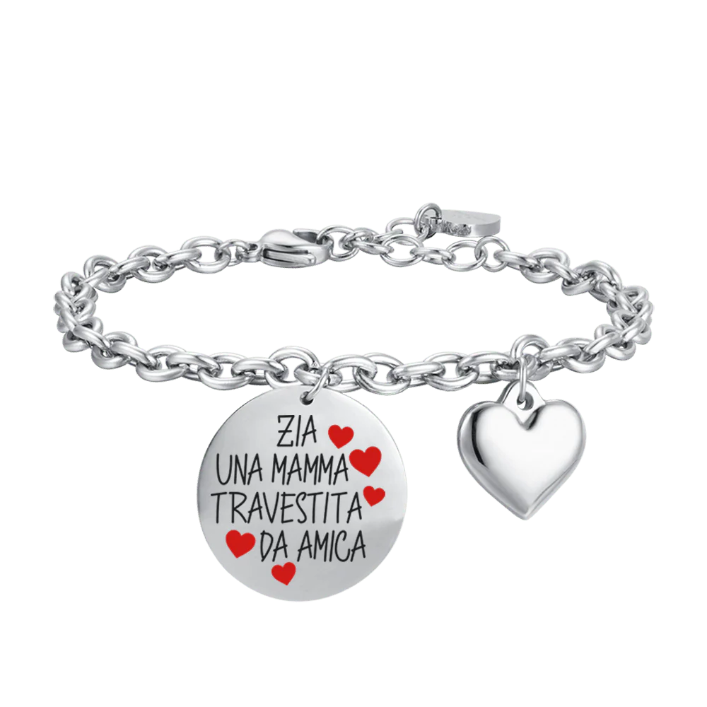 luca barra - BRACCIALE DONNA IN ACCIAIO ZIA UNA MAMMA TRAVESTITA DA AMICA