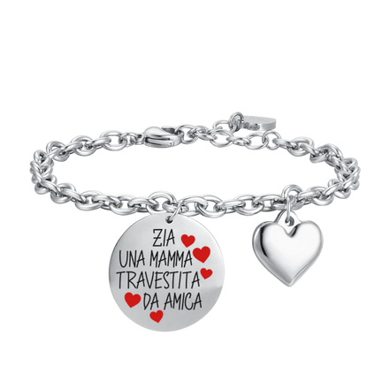 luca barra - BRACCIALE DONNA IN ACCIAIO ZIA UNA MAMMA TRAVESTITA DA AMICA