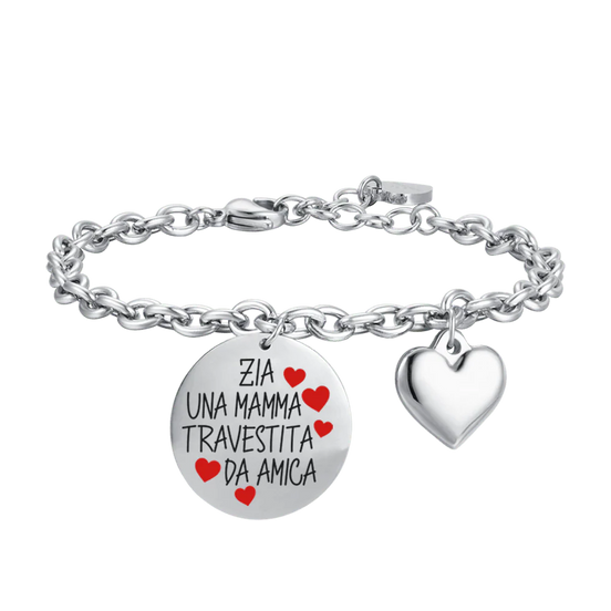 luca barra - BRACCIALE DONNA IN ACCIAIO ZIA UNA MAMMA TRAVESTITA DA AMICA