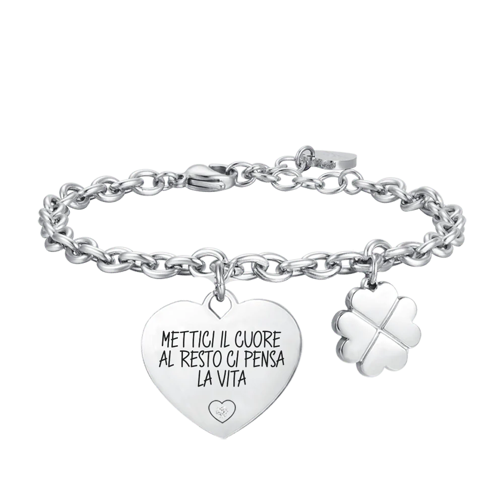 luca barra - BRACCIALE DONNA IN ACCIAIO METTICI IL CUORE AL RESTO CI PENSA LA VITA