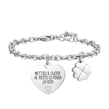 luca barra - BRACCIALE DONNA IN ACCIAIO METTICI IL CUORE AL RESTO CI PENSA LA VITA
