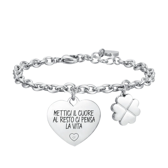 luca barra - BRACCIALE DONNA IN ACCIAIO METTICI IL CUORE AL RESTO CI PENSA LA VITA