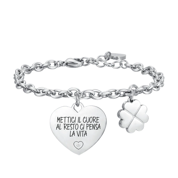 luca barra - BRACCIALE DONNA IN ACCIAIO METTICI IL CUORE AL RESTO CI PENSA LA VITA
