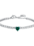 luca barra - BRACCIALE TENNIS DONNA IN ACCIAIO CON CRISTALLI BIANCHI E CUORE CRISTALLO VERDE