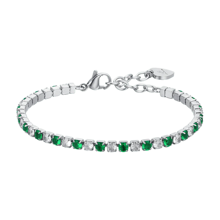 luca barra - BRACCIALE TENNIS DONNA CRISTALLI VERDI E BIANCHI
