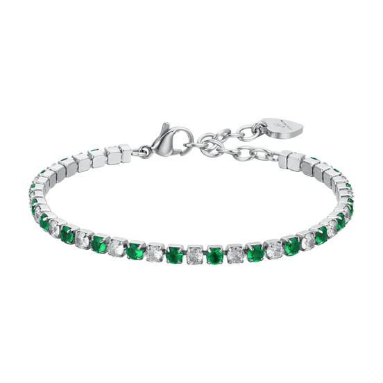 luca barra - BRACCIALE TENNIS DONNA CRISTALLI VERDI E BIANCHI