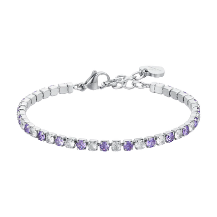 luca barra - BRACCIALE TENNIS DONNA CRISTALLI VIOLA E BIANCHI