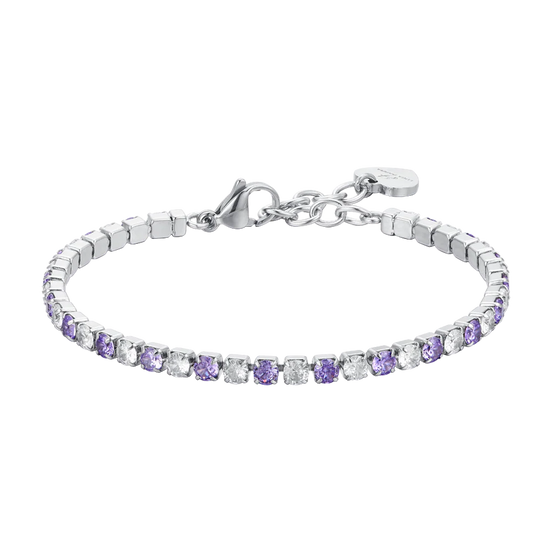 luca barra - BRACCIALE TENNIS DONNA CRISTALLI VIOLA E BIANCHI