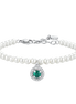 luca barra - BRACCIALE DONNA IN ACCIAIO PERLE SINTETICHE E ZIRCONE VERDE