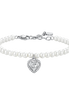 luca barra - BRACCIALE DONNA IN ACCIAIO PERLE SINTETICHE E CUORE ZIRCONE BIANCO