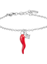luca barra - BRACCIALE IN ACCIAIO CON CORNO ROSSO E PUNTO LUCE